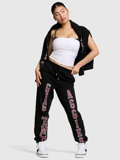 Pink College Collection Campus Fleece™ Bling Sweatpants In Black