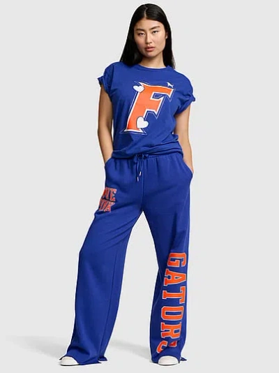 Pink College Collection Campus Fleece™ Bling Wide-leg Sweatpants In Blue