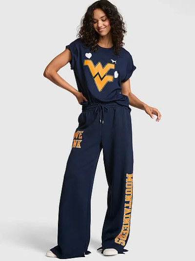Pink College Collection Campus Fleece™ Bling Wide-leg Sweatpants In Blue