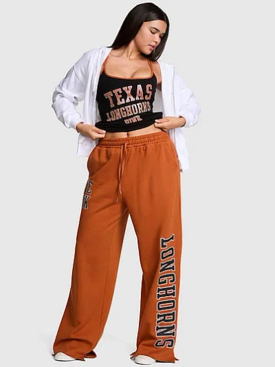Pink College Collection Campus Fleece™ Bling Wide-leg Sweatpants In Brown