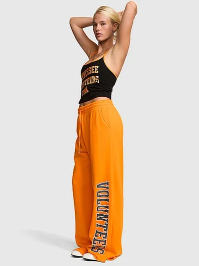 Pink College Collection Campus Fleece™ Bling Wide-leg Sweatpants In Orange
