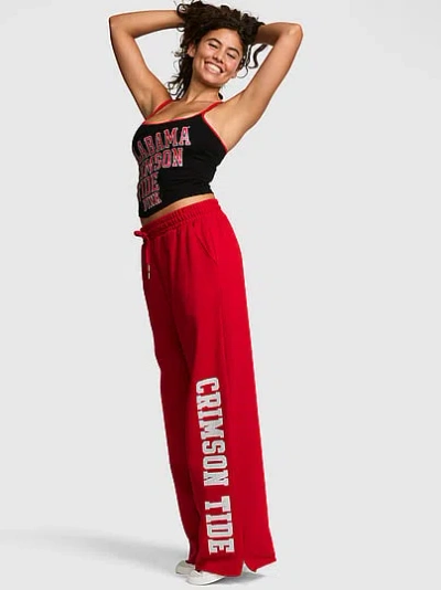 Pink College Collection Campus Fleece™ Bling Wide-leg Sweatpants In Red