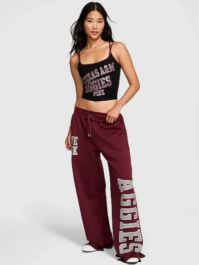 Pink College Collection Campus Fleece™ Bling Wide-leg Sweatpants In Red