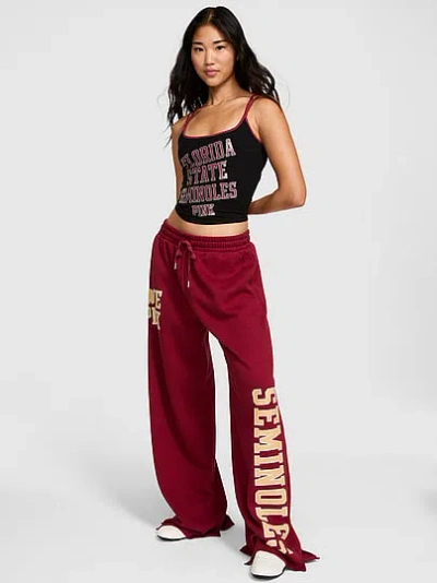 Pink College Collection Campus Fleece™ Bling Wide-leg Sweatpants In Red