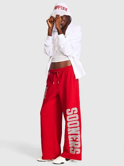 Pink College Collection Campus Fleece™ Bling Wide-leg Sweatpants In Red