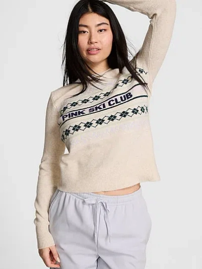 Pink Collegiate Knit Crewneck Sweater In Neutral
