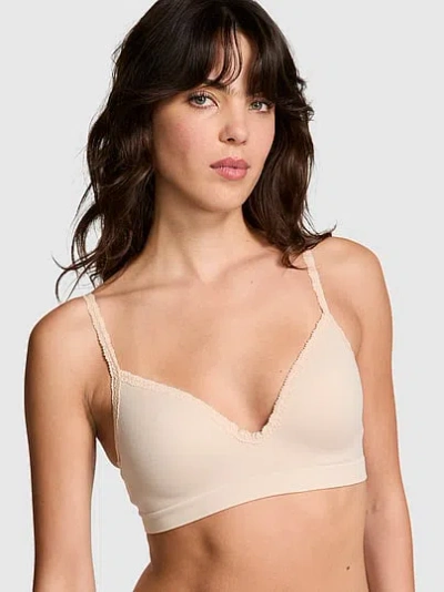 Pink Comfort Seamless Push-up Wireless Bralette In White