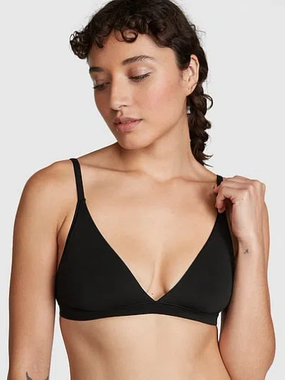 Pink Comfort Unlined Triangle Bralette In Black