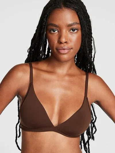 Pink Comfort Unlined Triangle Bralette In Brown