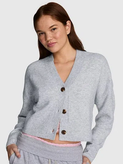 Pink Comfy Girl Cropped V-neck Cardigangan In Gray