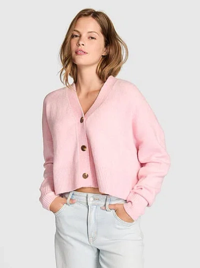 Pink Comfy Girl Cropped V-neck Cardigangan In