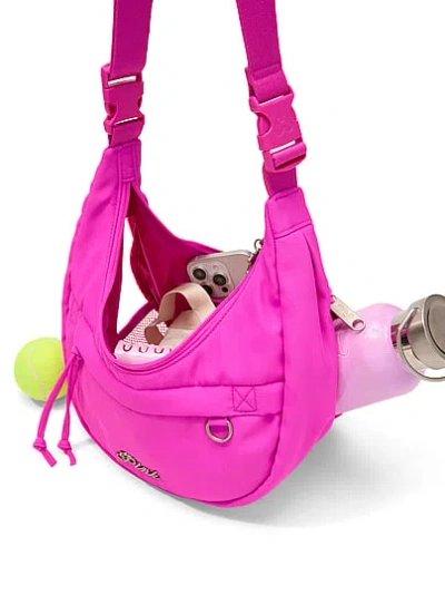 Pink Convertible Nylon Sling Bag In