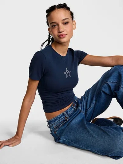 Pink Cotton Baby Tee In Blue