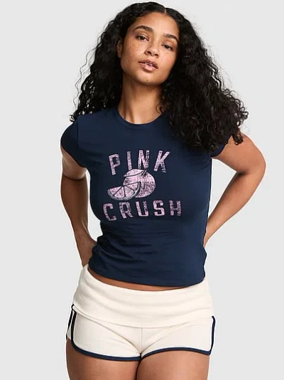 Pink Cotton Baby Tee In Blue