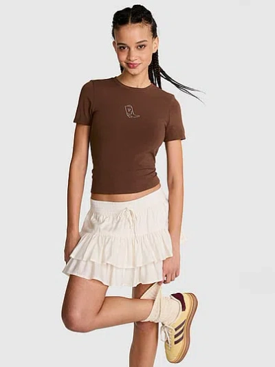 Pink Cotton Baby Tee In Brown