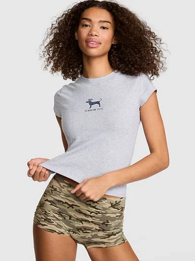 Pink Cotton Baby Tee In Gray