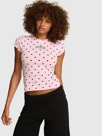 Pink Cotton Baby Tee In Print
