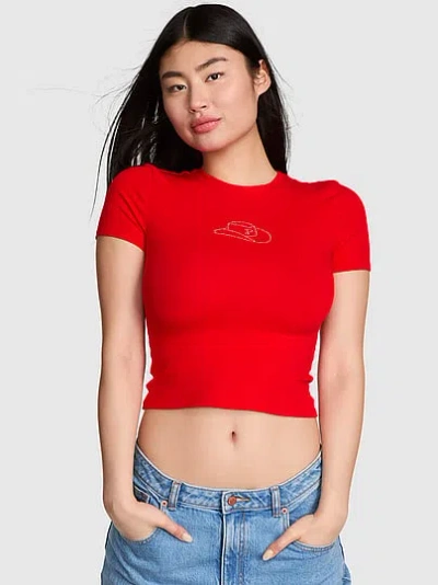 Pink Cotton Baby Tee In Red