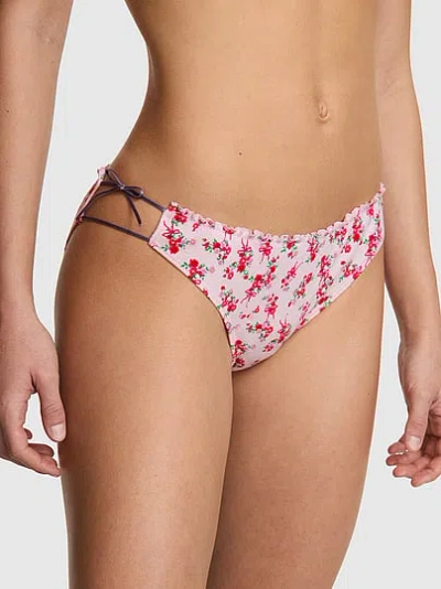 Pink Cotton Bikini Panty In Metallic