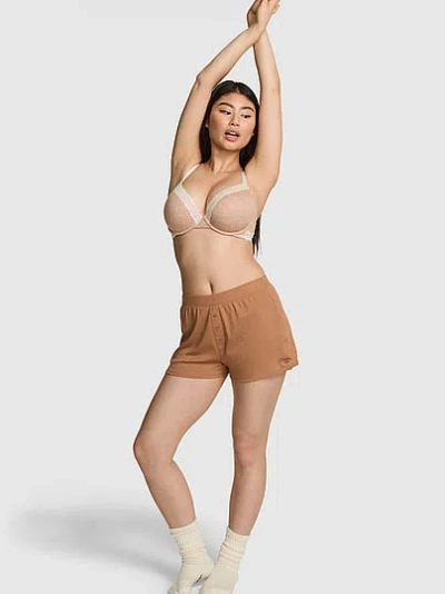 Pink Cotton Boxer Shorts In Brown