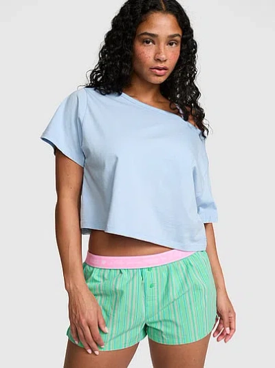 Pink Cotton Boxy Pajama Shorts In Animal Print