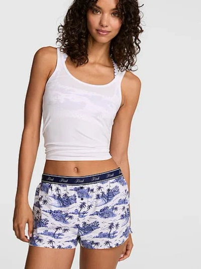 Pink Cotton Boxy Pajama Shorts In Multi