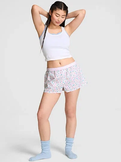Pink Cotton Boxy Pajama Shorts In Multi