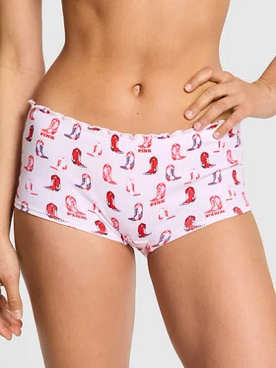 Pink Cotton Boyshort Panty In Animal Print