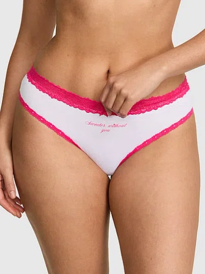 Pink Cotton Cheeky Panty In White