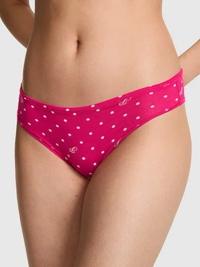 Pink Cotton Cheeky Panty In White
