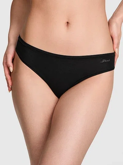 Pink Cotton Cheeky Panty In Black