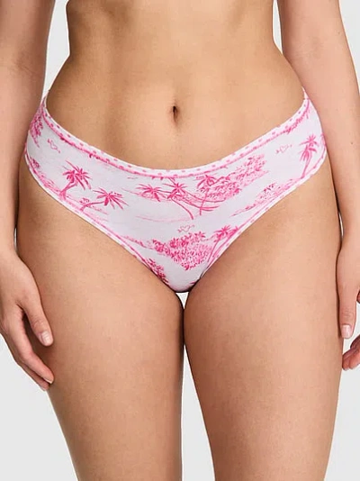 Pink Cotton Cheeky Panty In Multi