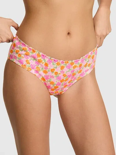 Pink Cotton Cheeky Panty In Multi
