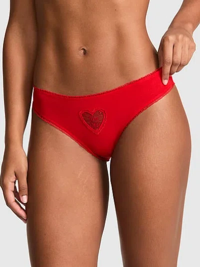 Pink Cotton Cheeky Panty In Red