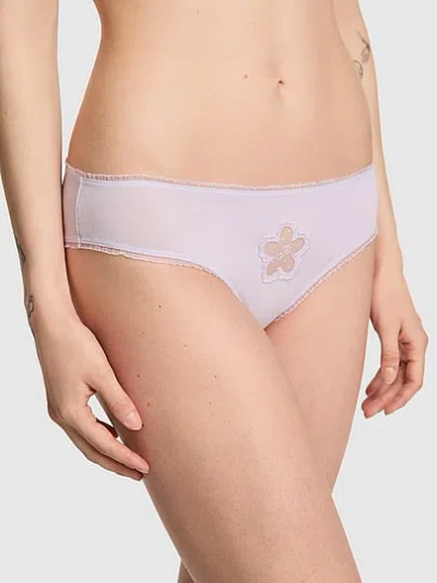 Pink Cotton Daisy Patch Cheeky Panty In Purple