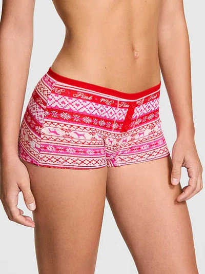 Pink Cotton Dorm Boyshort Panty In Red