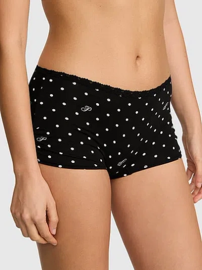 Pink Cotton Dorm Boyshort Panty In Black