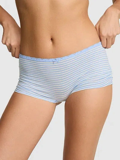 Pink Cotton Dorm Boyshort Panty In Blue