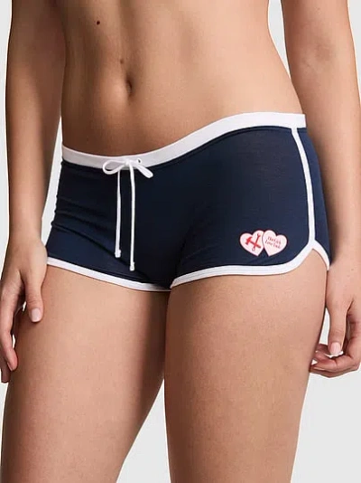 Pink Cotton Dorm Boyshort Panty In Blue