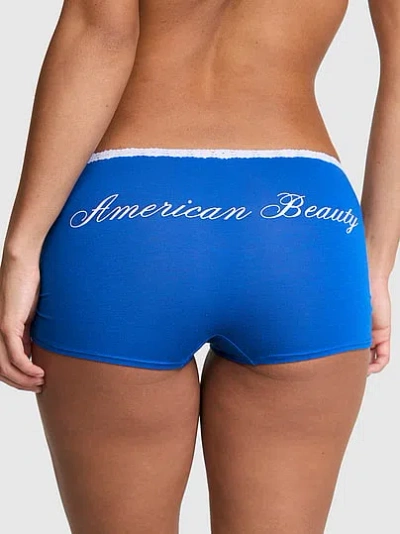 Pink Cotton Dorm Boyshort Panty In Blue