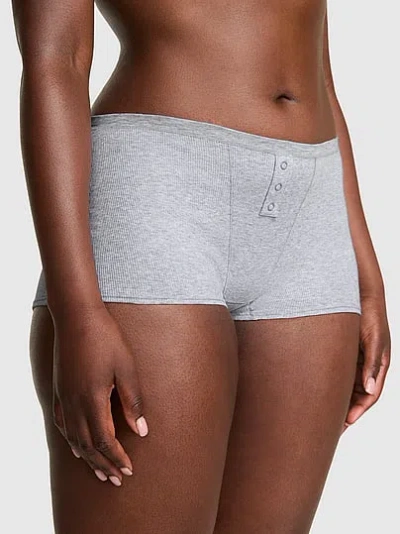 Pink Cotton Dorm Boyshort Panty In Gray