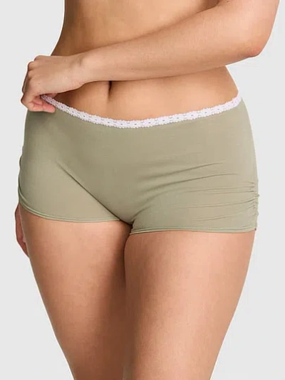Pink Cotton Dorm Boyshort Panty In Green