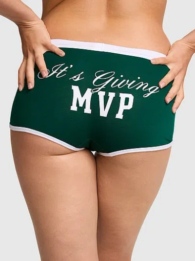Pink Cotton Dorm Boyshort Panty In Green