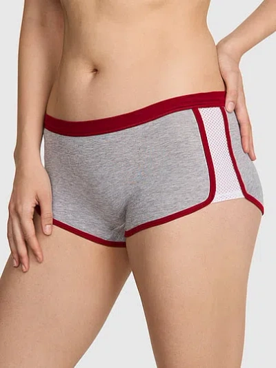 Pink Cotton Dorm Boyshort Panty In Grey