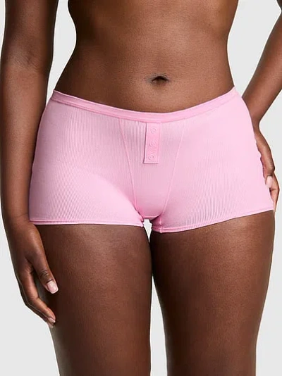 Pink Cotton Dorm Boyshort Panty In