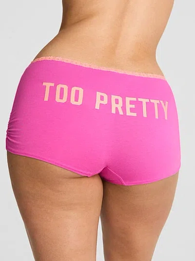 Pink Cotton Dorm Boyshort Panty In