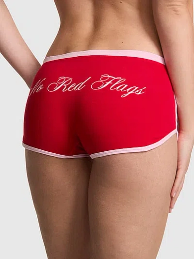 Pink Cotton Dorm Boyshort Panty In Red