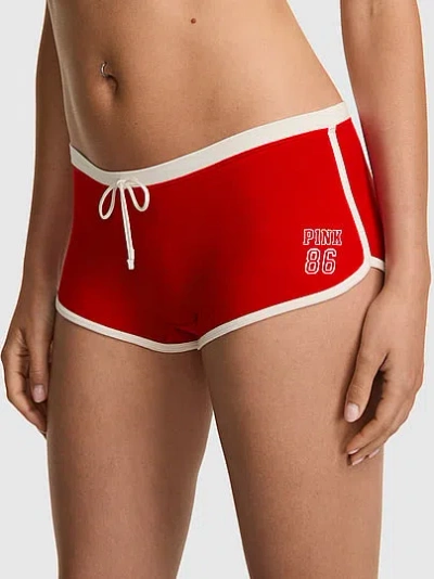 Pink Cotton Dorm Boyshort Panty In Red