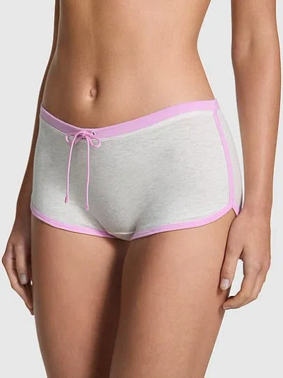 Pink Cotton Dorm Boyshort Panty In Gray