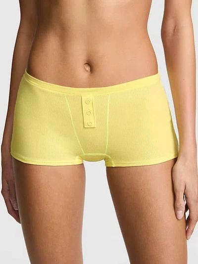 Pink Cotton Dorm Boyshort Panty In Yellow
